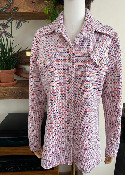 Vintage 1970s White Textured Leisure Jacket