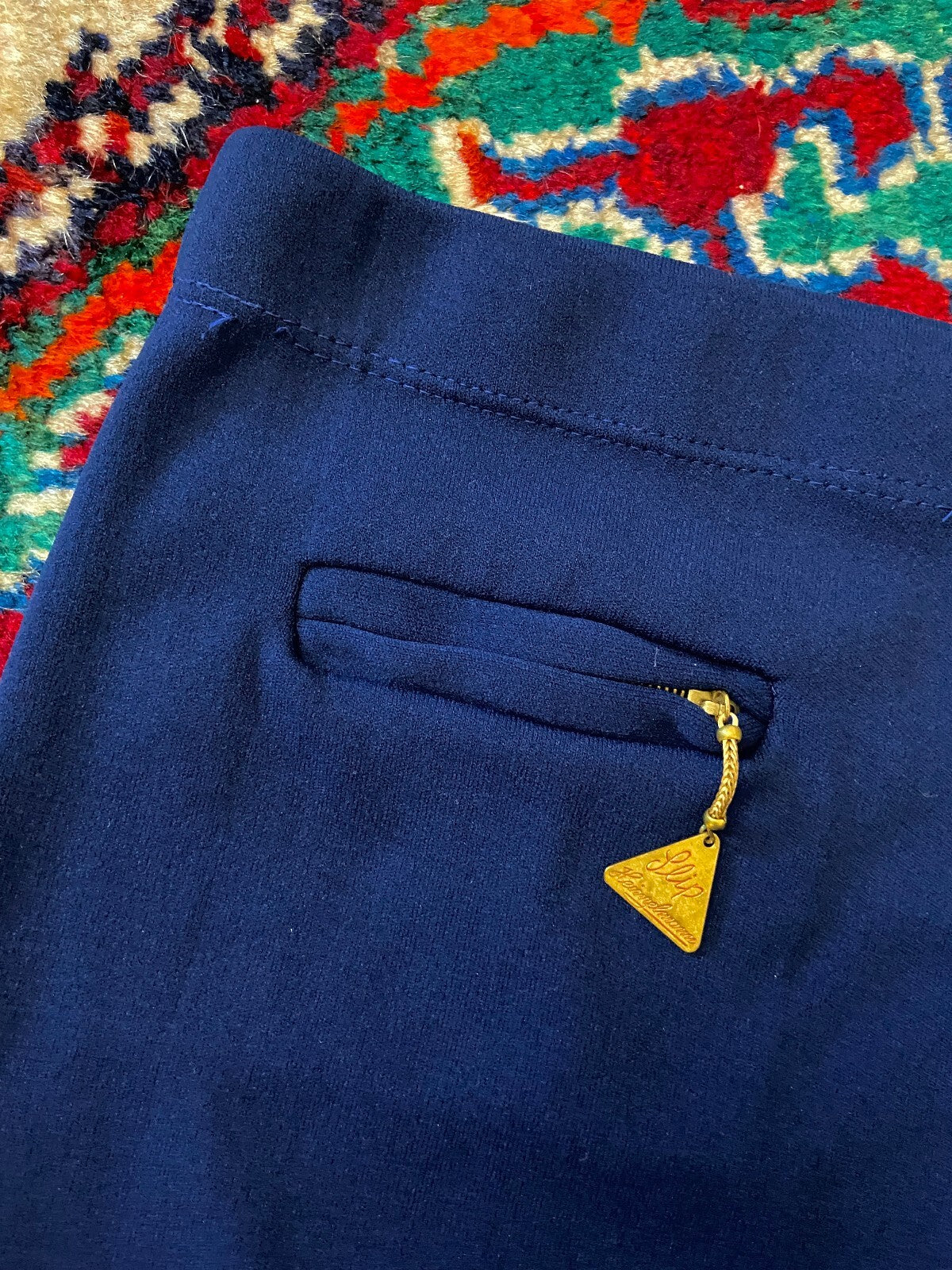 Vintage 1970s Navy Blue Zip Pocket Swim Shorts