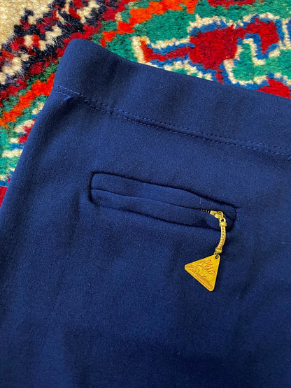 Vintage 1970s Navy Blue Zip Pocket Swim Shorts