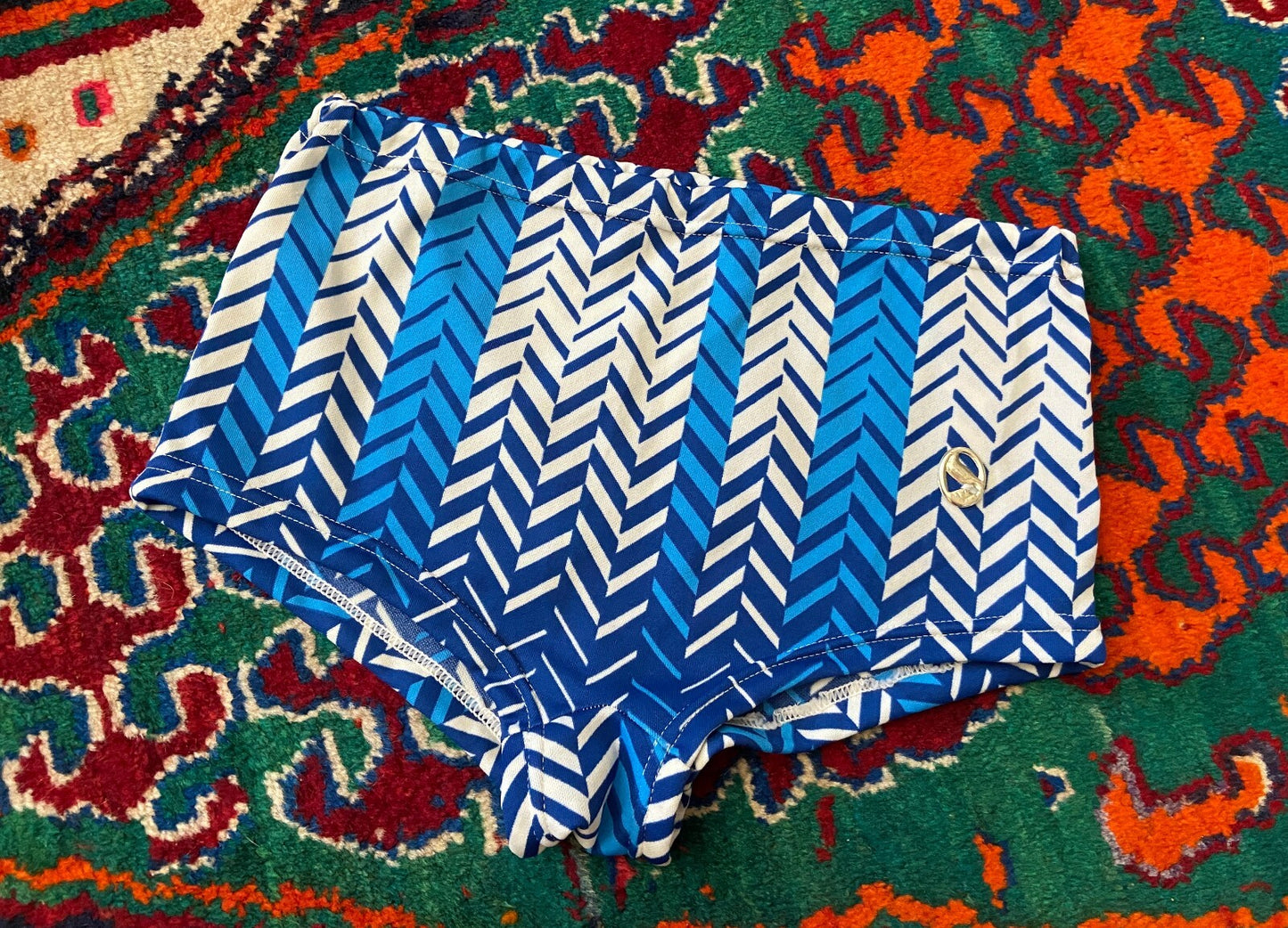 Vintage 1970s Blue & White Swim Shorts