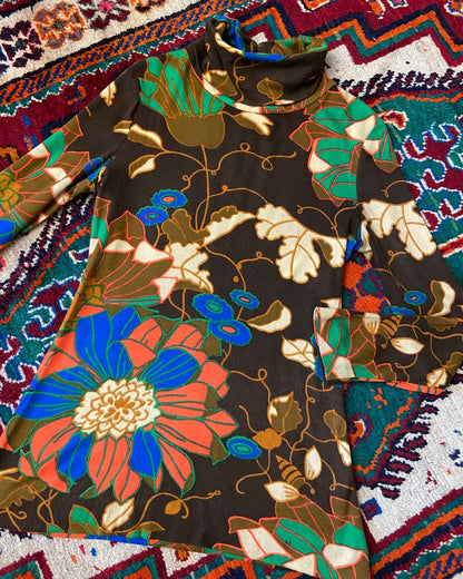 Vintage 1960s Psychedelic Print Tunic Top/Micro Mini