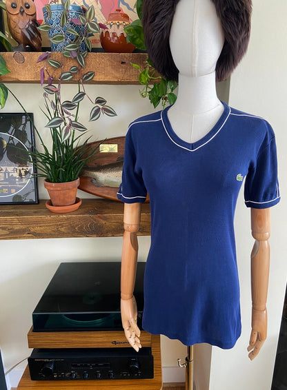 Vintage 1970s Navy V-Neck Lacoste T-Shirt