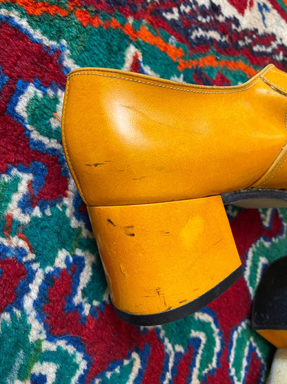 Vintage 1960s Orange Patent Mary Janes UK 5
