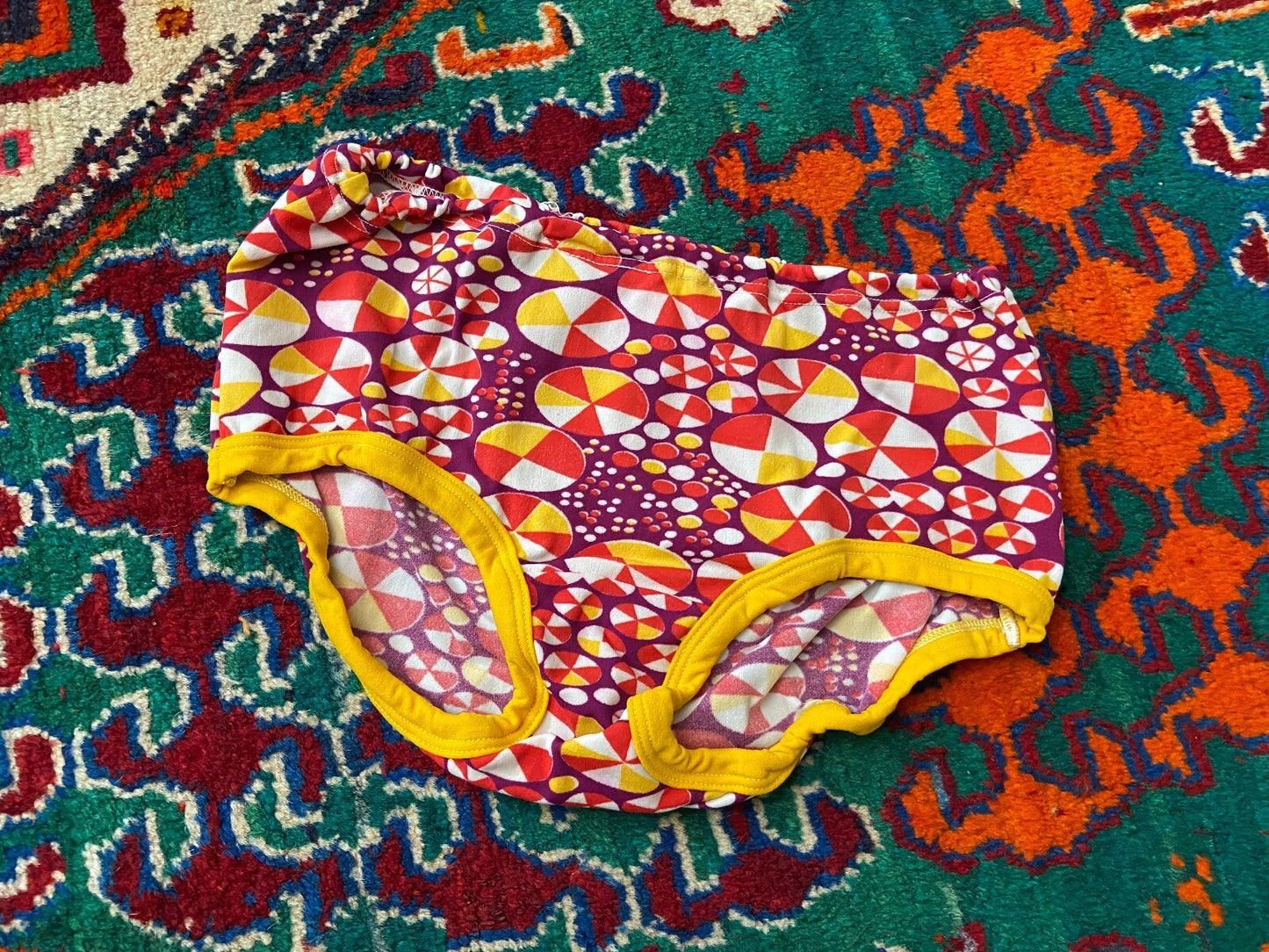 Vintage 1970s Purple Psychedelic Print Swim Shorts