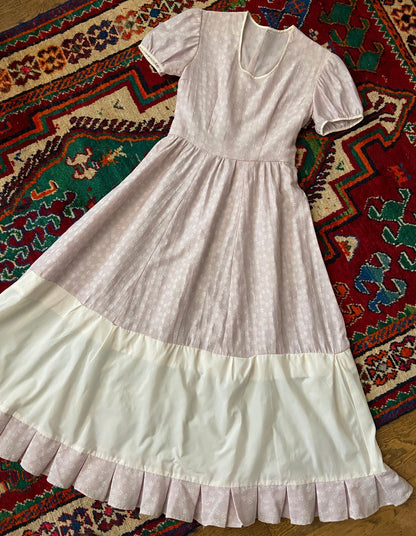 Vintage 1970s Lilac Textured Prairie Dress