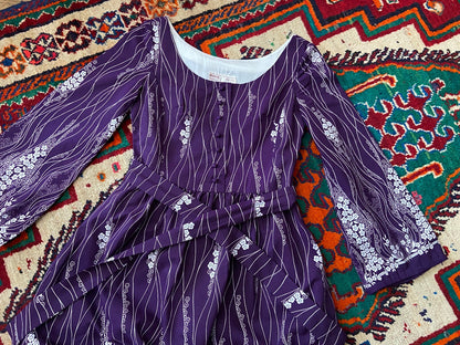 Vintage 1970s Purple Medieval Revival Maxi Dress