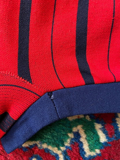 Vintage 1970s Red Navy Striped Swim Shorts