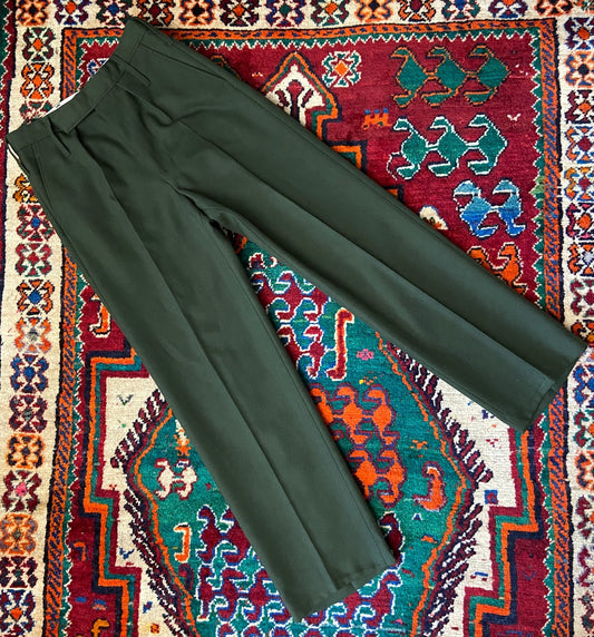 Vintage 1970s Green Deadstock Barrack Dress Trousers W30/L31