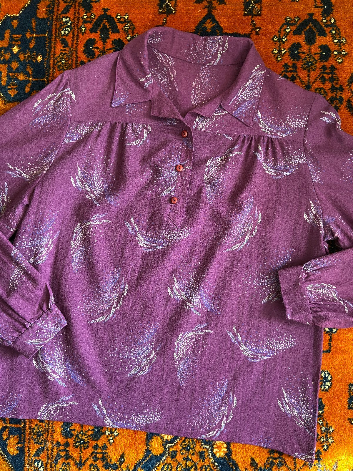 Vintage 1970s Purple Printed Shirt