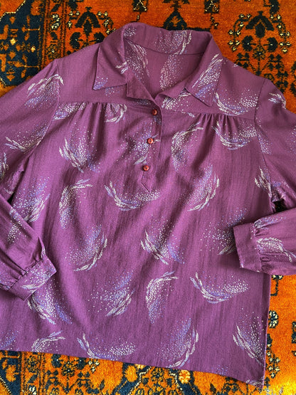 Vintage 1970s Purple Printed Shirt