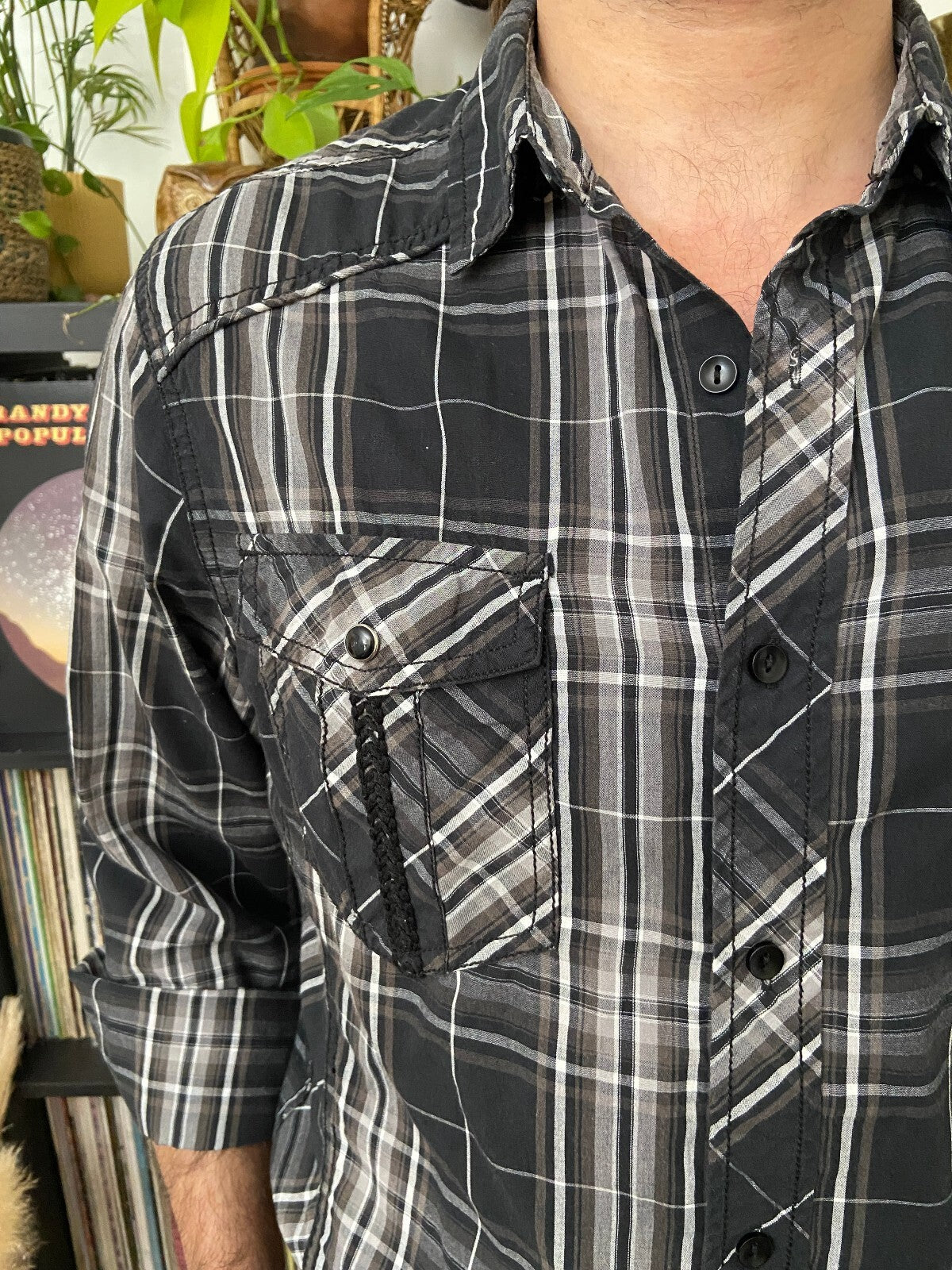Vintage 90s Black Western Shirt