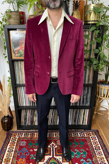 Vintage 90s Magenta Velvet Jacket