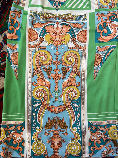 Vintage 1970s Green Baroque Pinafore Dress