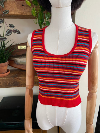 Vintage 1970s Red Striped Vest