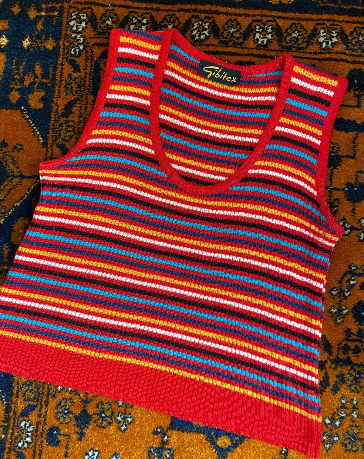 Vintage 1970s Red Striped Vest