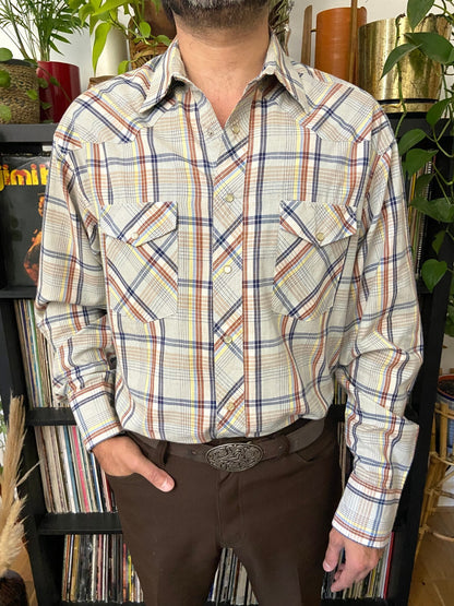 Vintage 90s Beige Wrangler Western Shirt