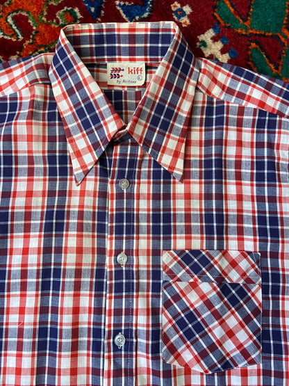 Vintage 1970s Deadstock Checked Dagger Collar Shirt