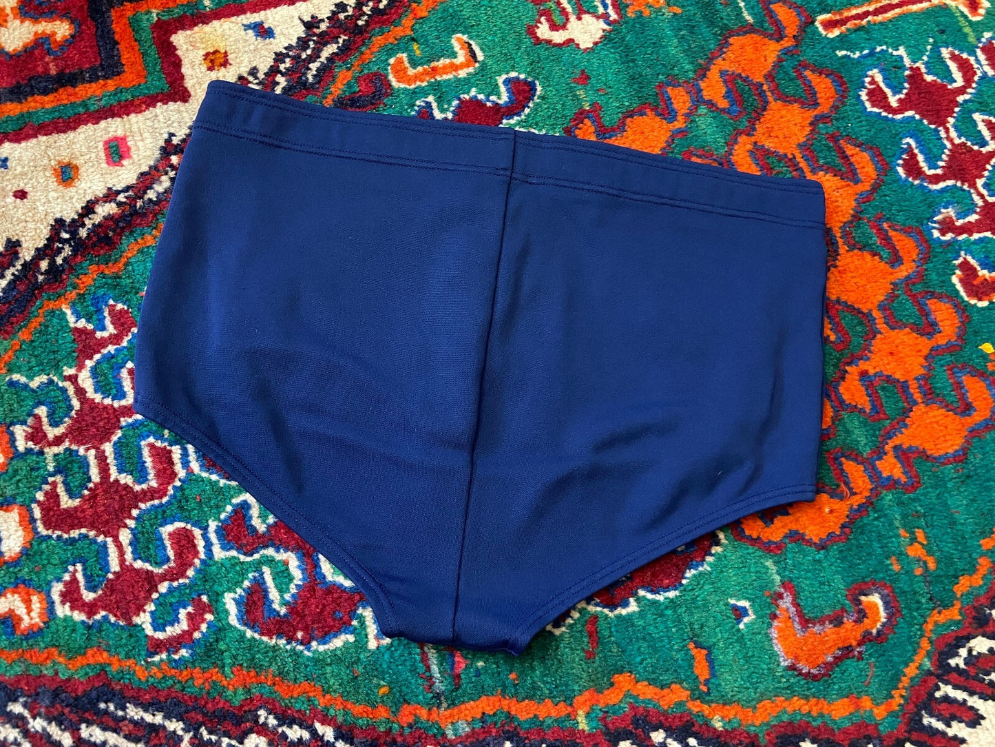 Vintage 1970s Navy Button Front Swim Shorts