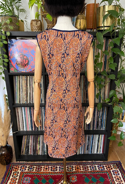 Vintage 1960s Orange & Navy Shift Dress