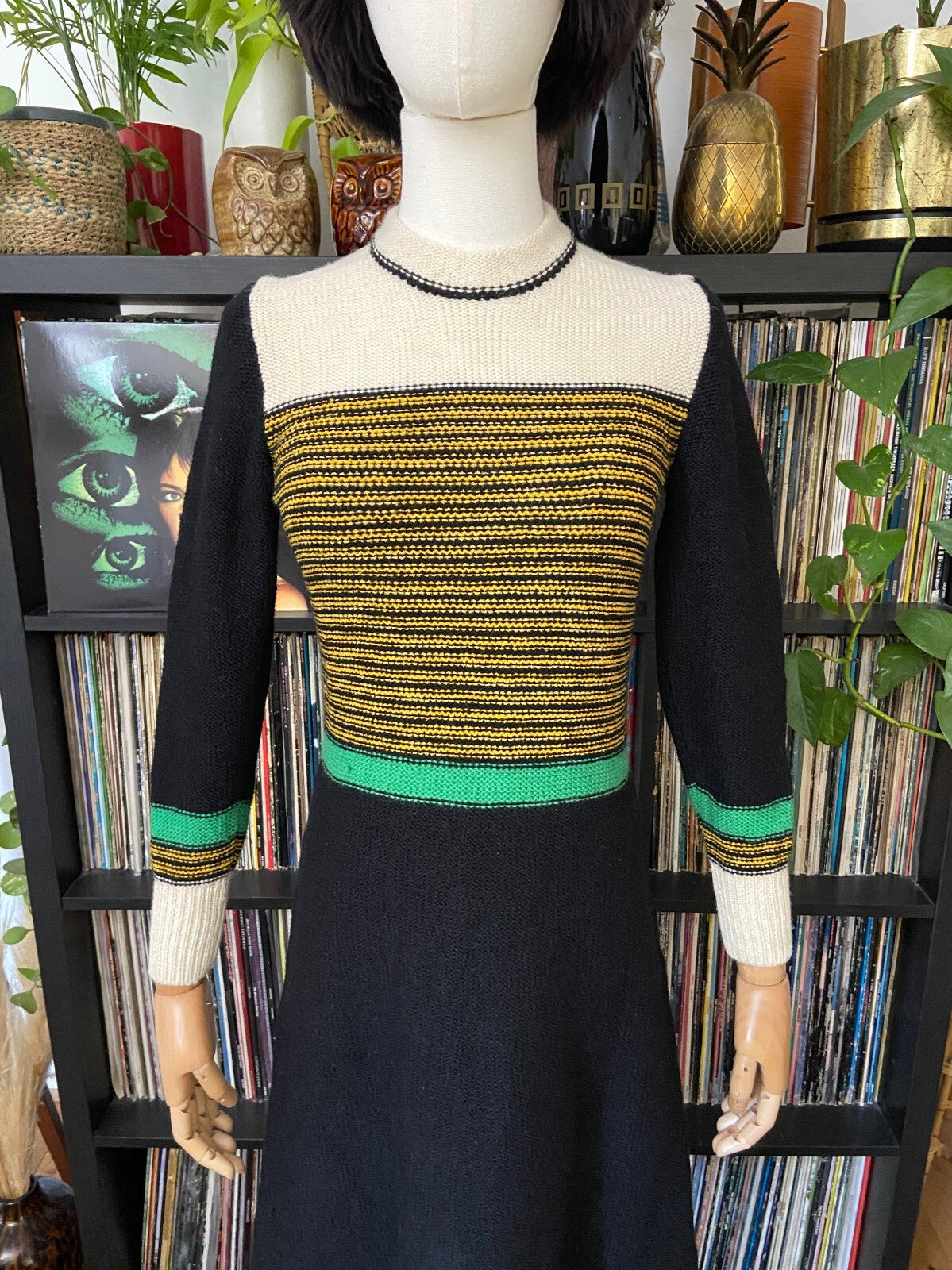 Vintage 1970s Ribbed Knit Sweater Dress
