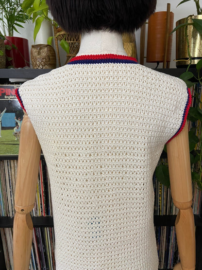 Vintage 1970s Cream Crochet Two Piece Mod Set