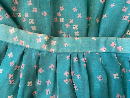 Vintage 1970s Turquoise Landscape Print Skirt
