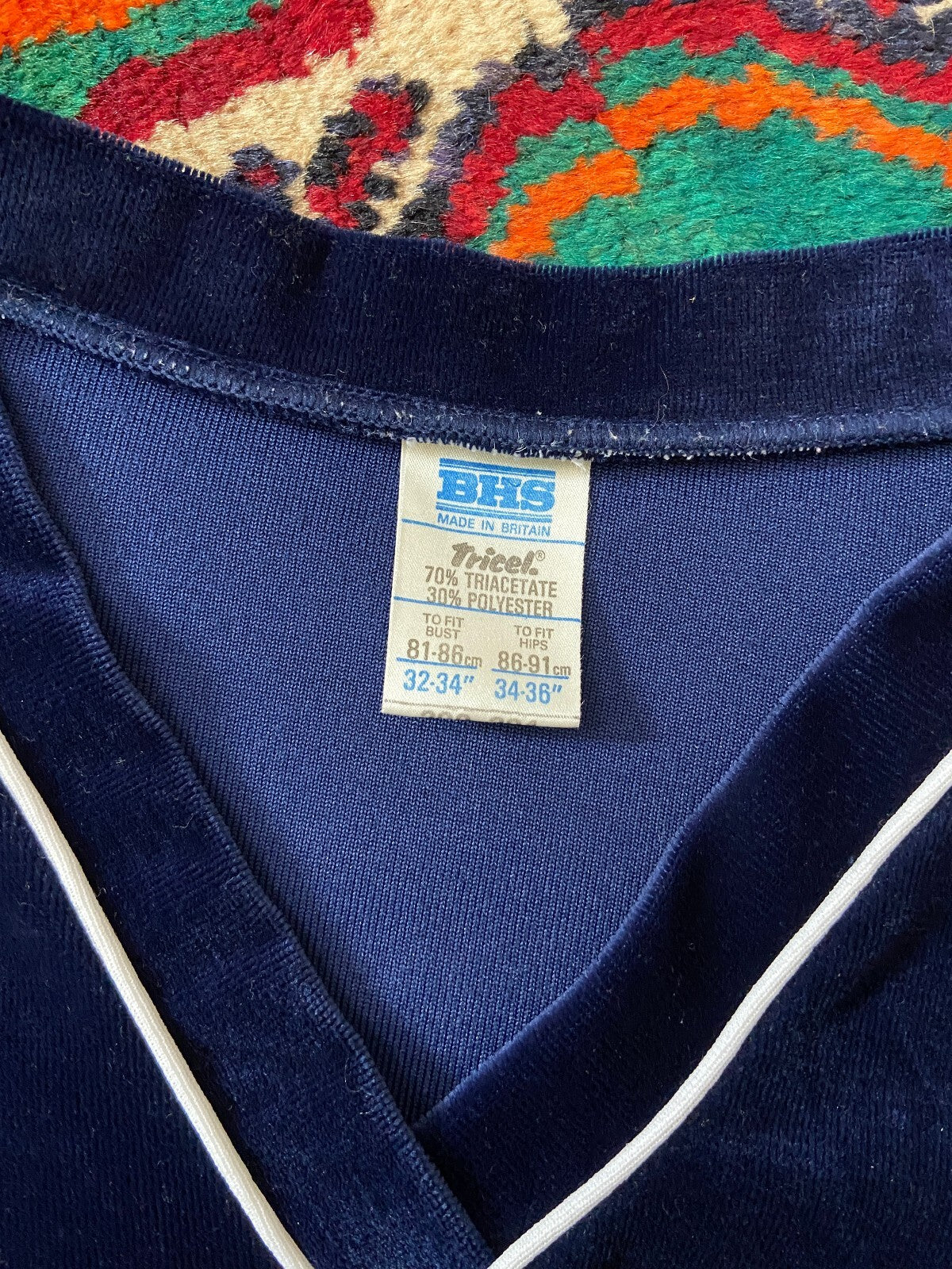 Vintage 1970s Navy Velour Two-Piece Tracksuit