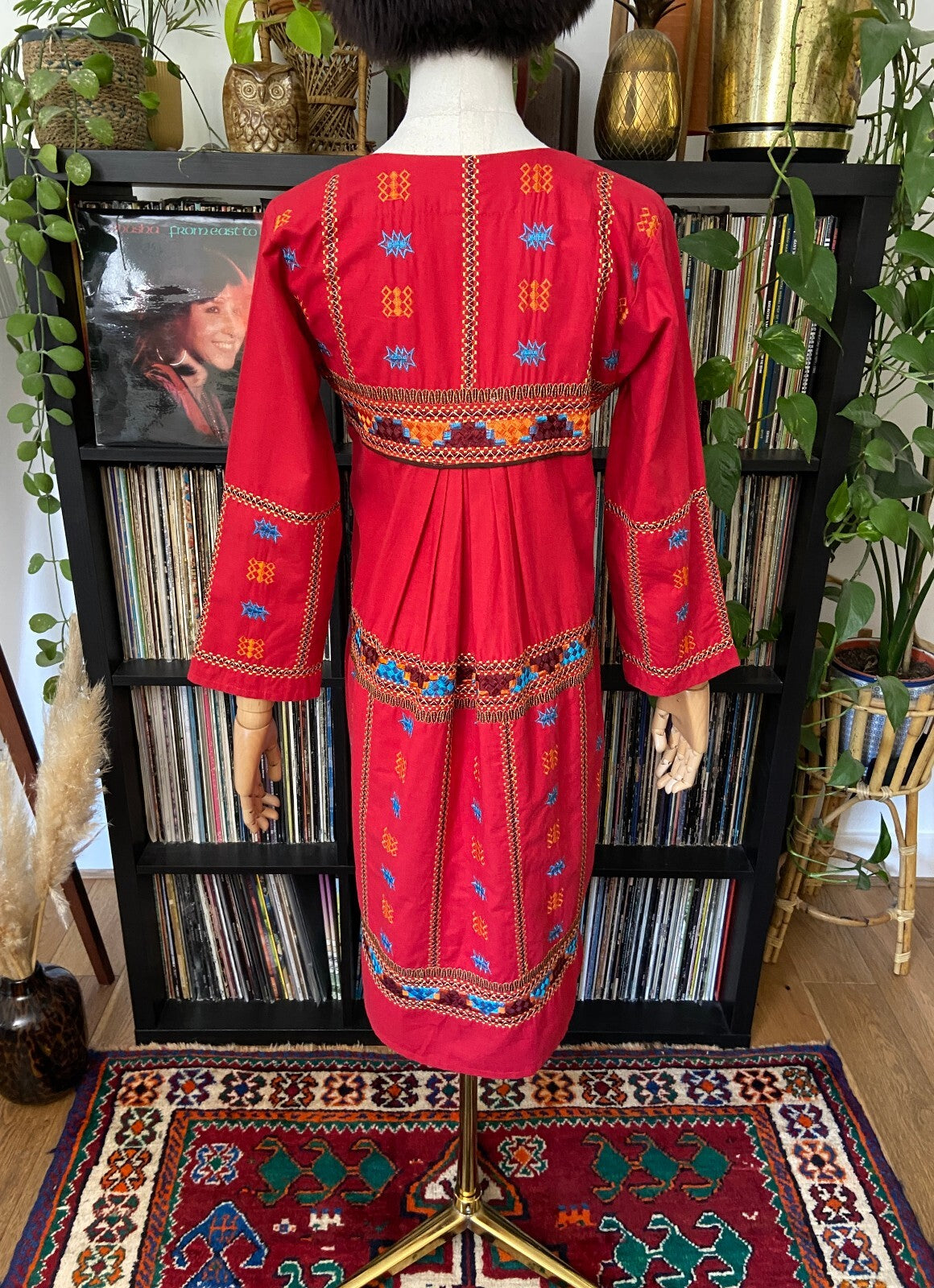 Vintage Red Embroidered Afghan Dress