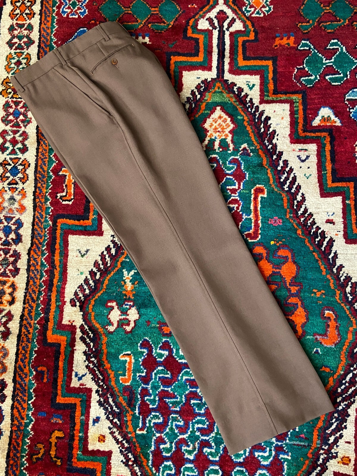 Vintage Brown 1970s Twill Bootcut Trousers W30 / L30