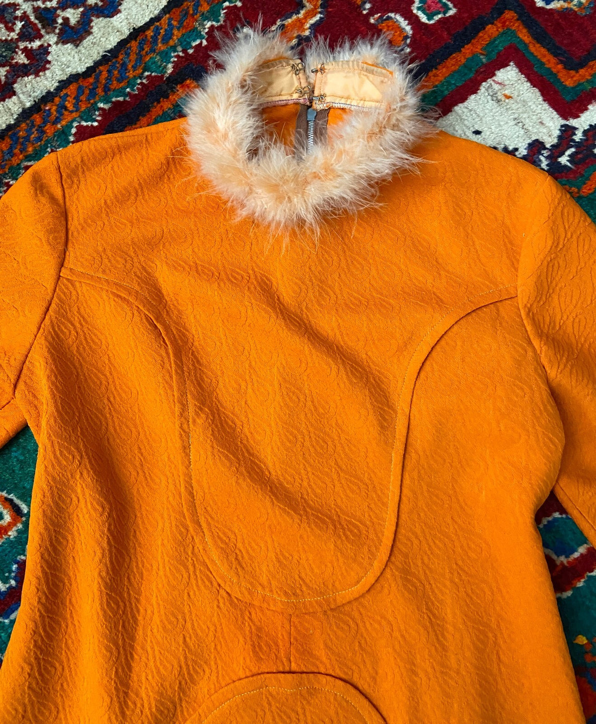 Vintage 1960s Space Age Orange Mod Dress