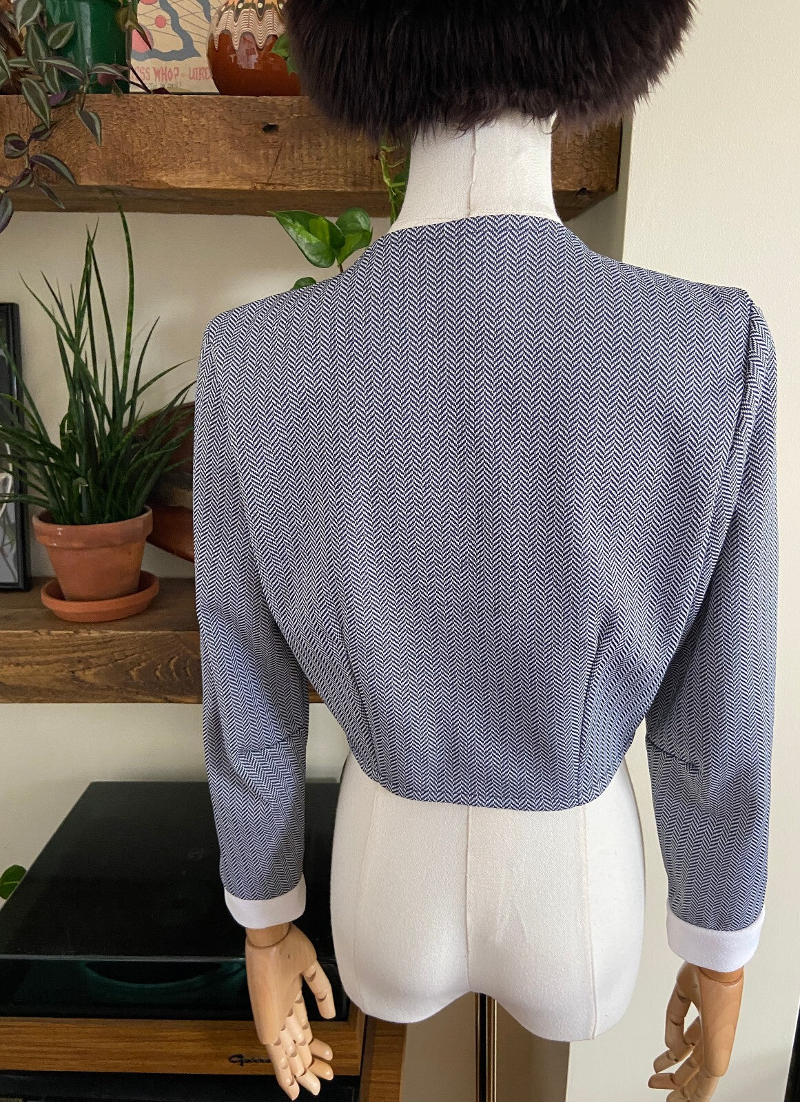 Vintage 1960s Navy & White Cropped Jacket