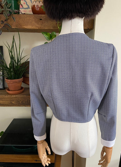 Vintage 1960s Navy & White Cropped Jacket