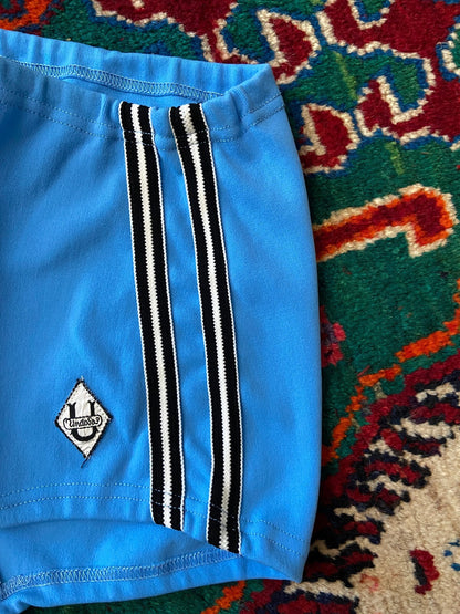Vintage 1970s Pale Blue Stripe Trim Swim Shorts