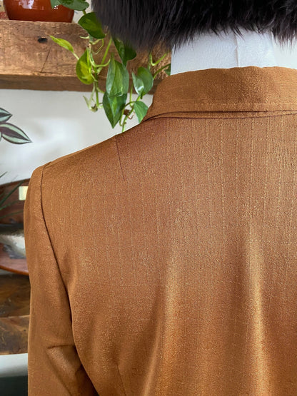Vintage 1970s Bronze Brown Jersey Shirt