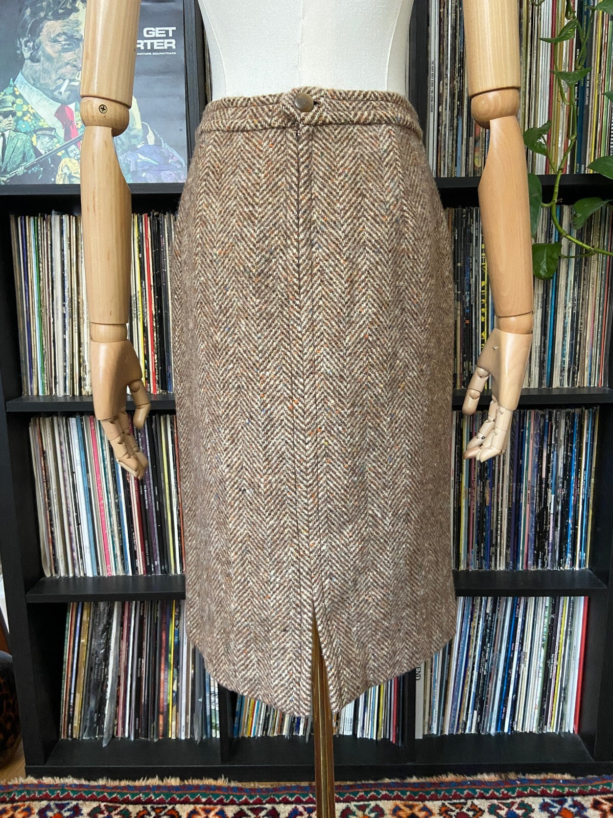 Vintage 1970s Beige Tweed Pencil Skirt