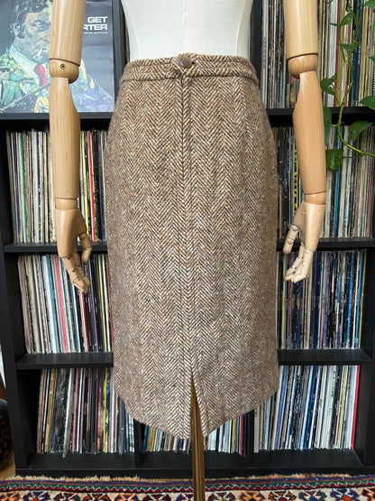 Vintage 1970s Beige Tweed Pencil Skirt