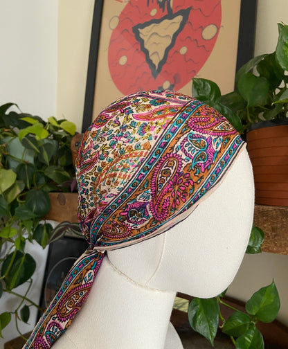 Vintage 1970s Paisley Indian Block Print Scarf