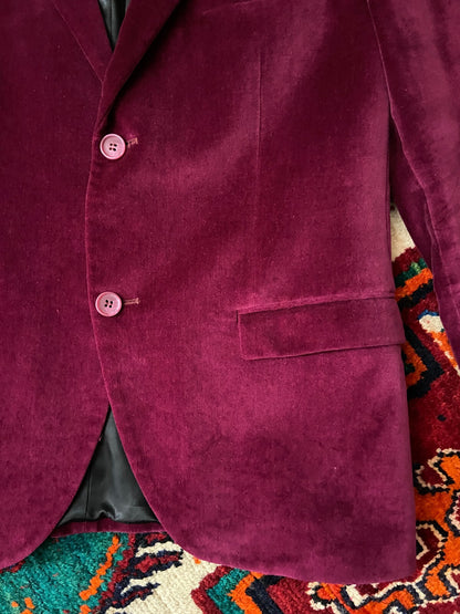 Vintage 90s Magenta Velvet Jacket