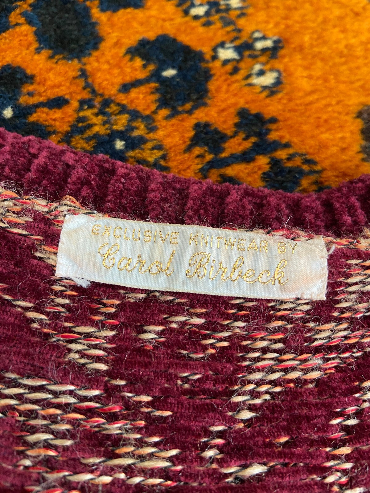 Vintage 1960s Purple Chenille Cardigan