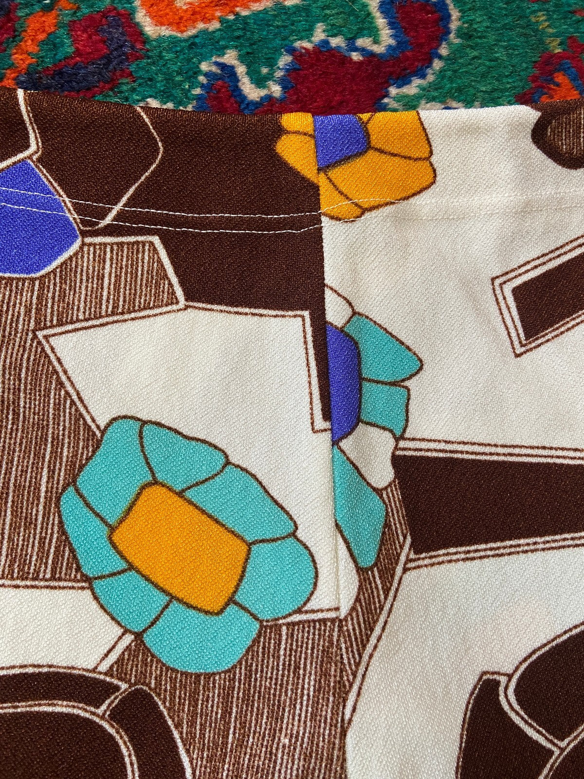 Vintage 1970s Brown & Cream Floral Swim Shorts