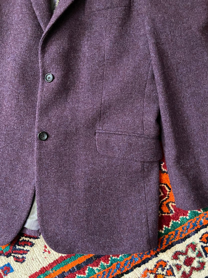Vintage 90s Aubergine Wool Blazer Jacket