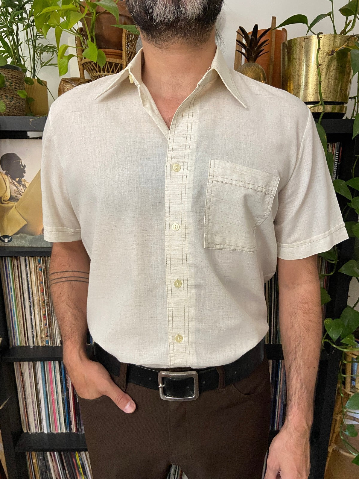Vintage 1970s Beige St Michael Shirt