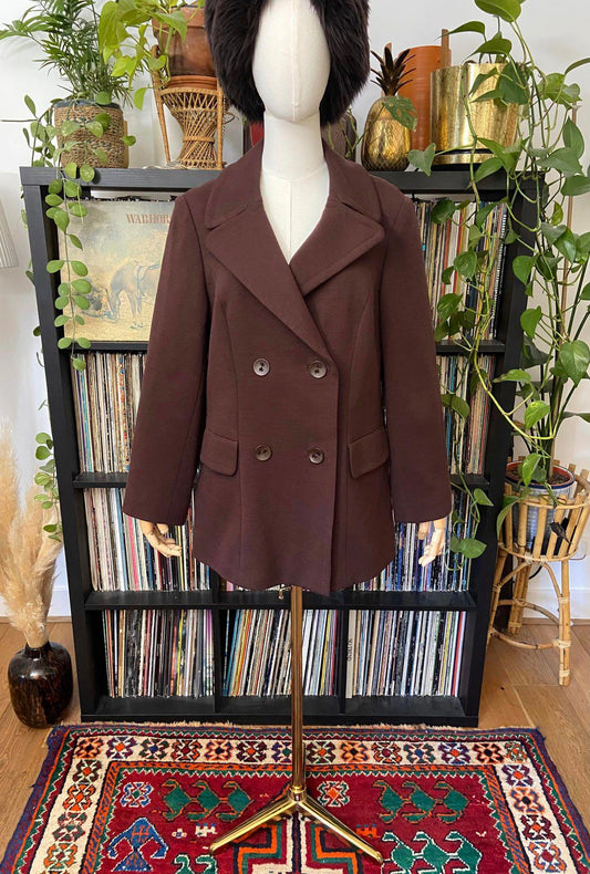 Vintage 1970s Brown Double Breasted Coat