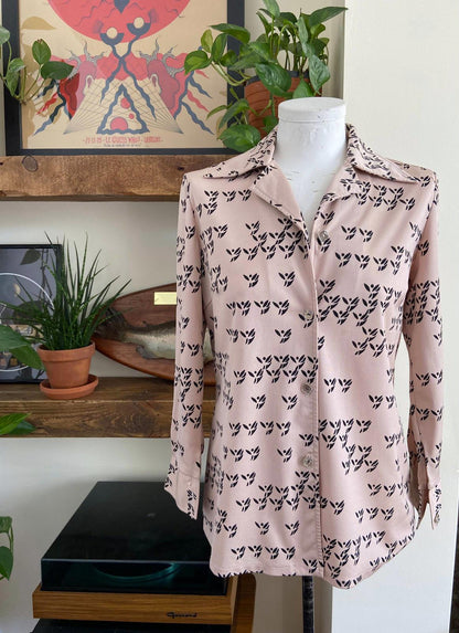 Vintage 1970s Japanese Beige Jersey Shirt