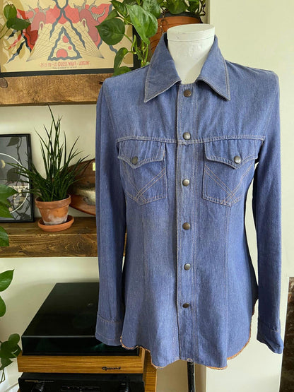 Vintage 1970s Blue Denim Shirt