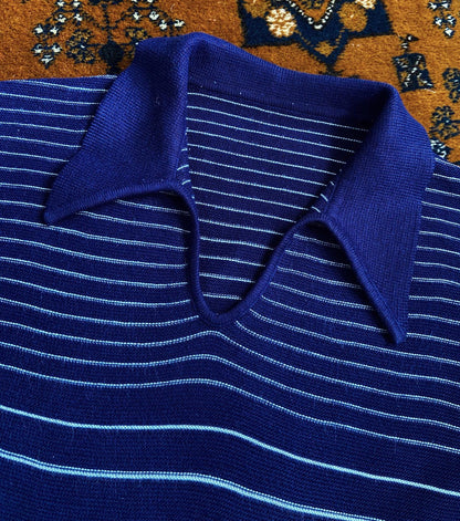 Vintage 1970s Navy White Collar Jumper