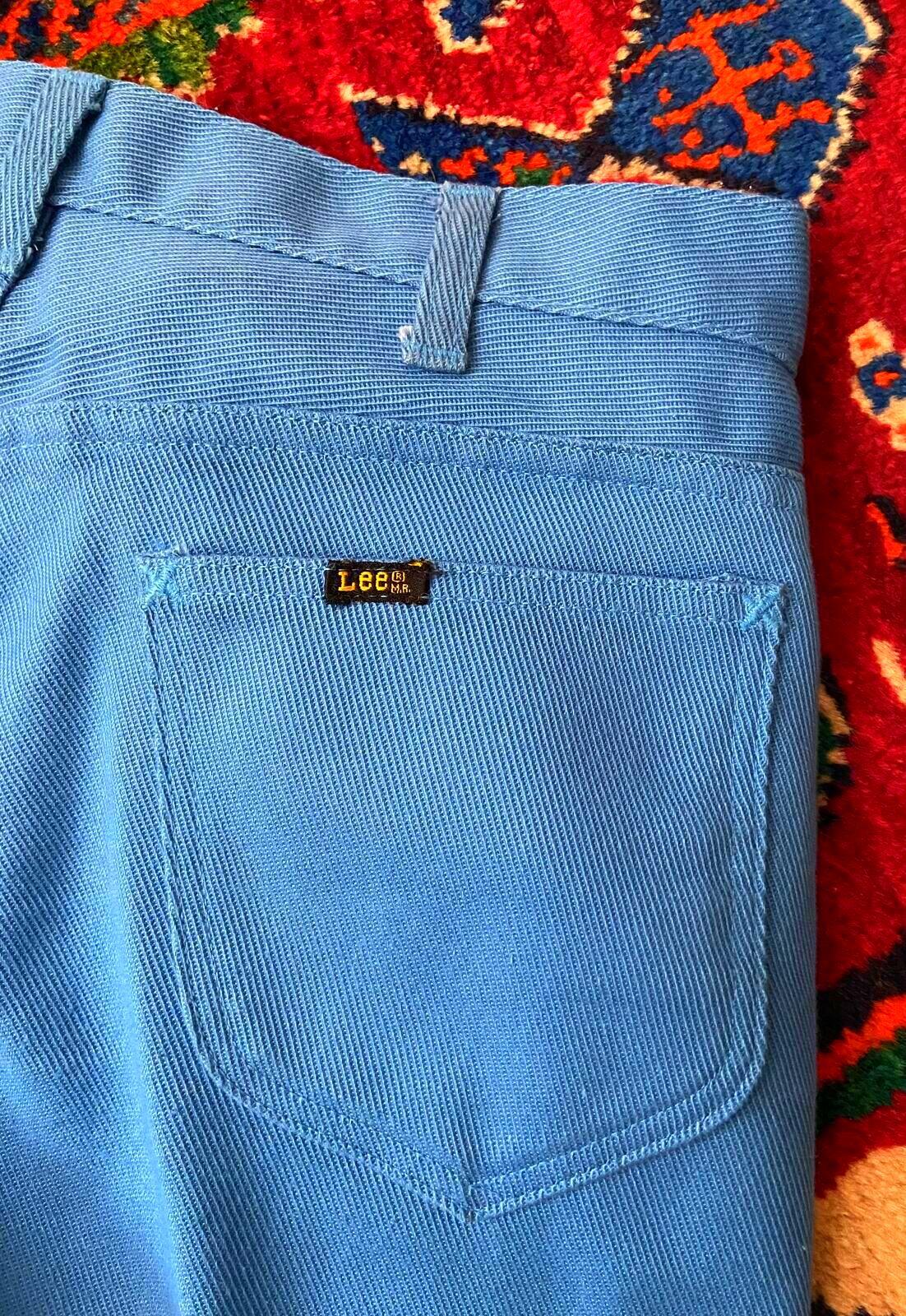 Vintage 1970s Lee Leens Blue Dress Trousers W31 / L30.5