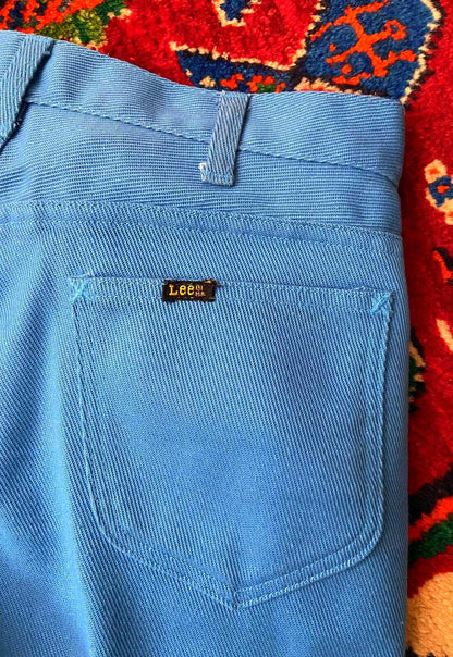 Vintage 1970s Lee Leens Blue Dress Trousers W31 / L30.5