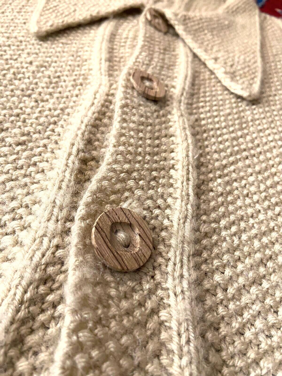 Vintage 1970s Dagger Collar Cable Knit Cardigan