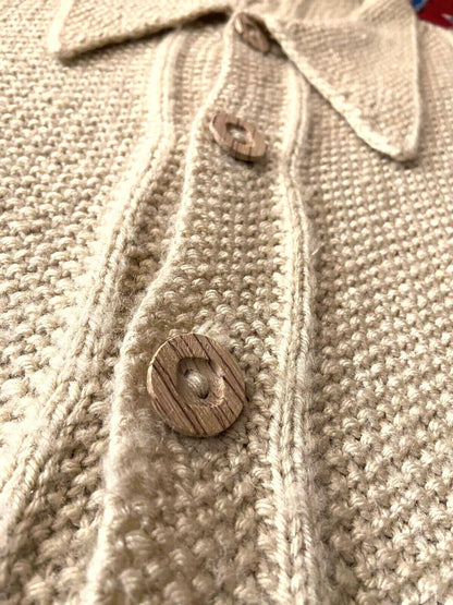 Vintage 1970s Dagger Collar Cable Knit Cardigan